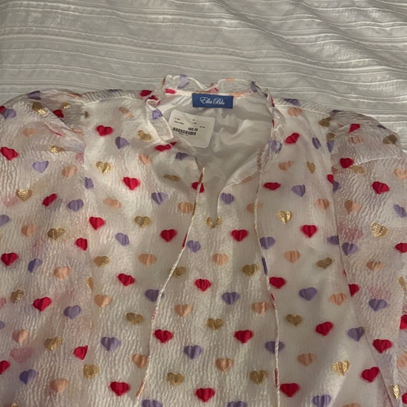 Ella Blue Tops - Chic Blouse with Heart Pattern